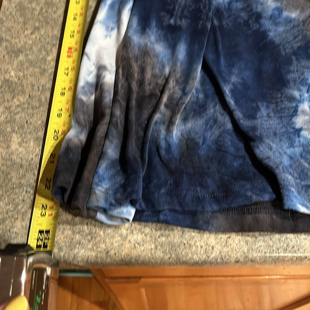 Folded waist A line knit skater skirt navy white and black tie dye size XL - Picture 6 of 8